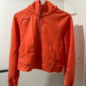 Women’s orange lululemon scuba half zip sweatshirt
